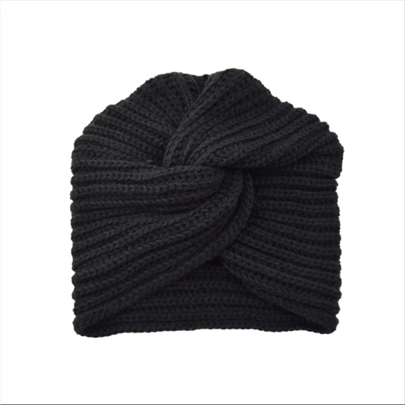 New! Black Wool Blend Turban Hat - Picture 2 of 2